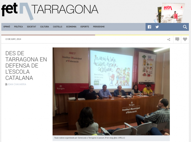 «Des de Tarragona en defensa de l’escola catalana!», article de Joan Chavarria