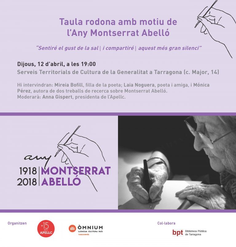 Taula rodona amb motiu de l’Any Montserrat Abelló (12 d’abril, a les 19:00)