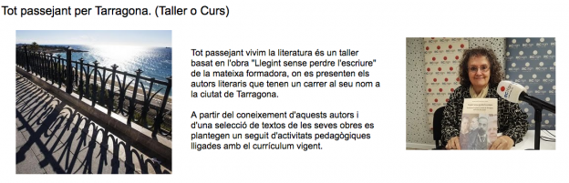Curs/taller «Tot passejant vivim la literatura», reconegut pel Departament d’Ensenyament (vàlid per al cobrament del mes de juliol)