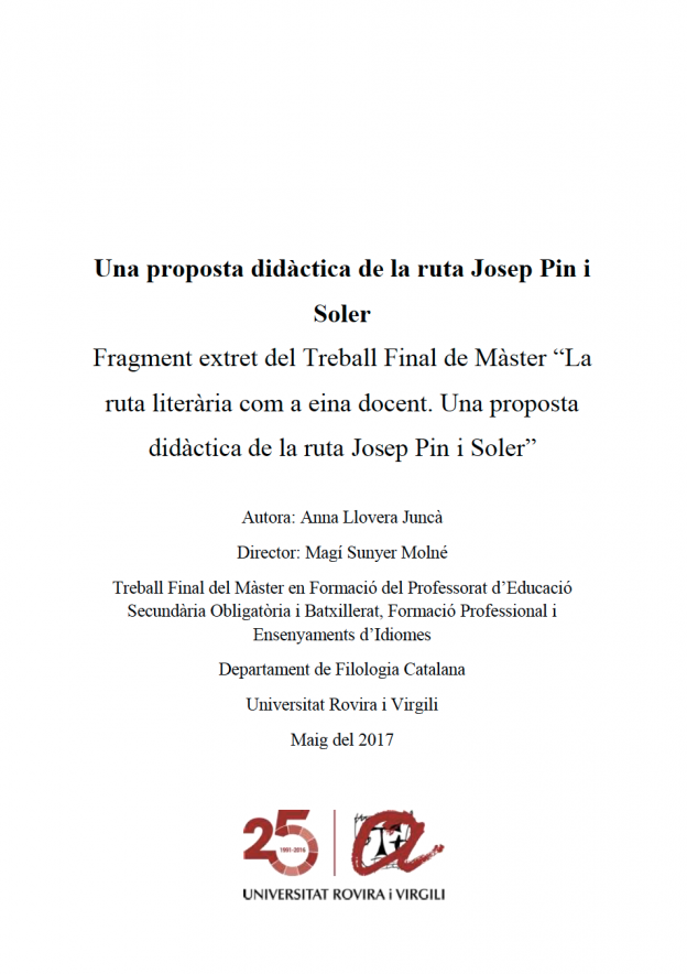 Anna Llovera: «Una proposta didàctica de la ruta Josep Pin i Soler»