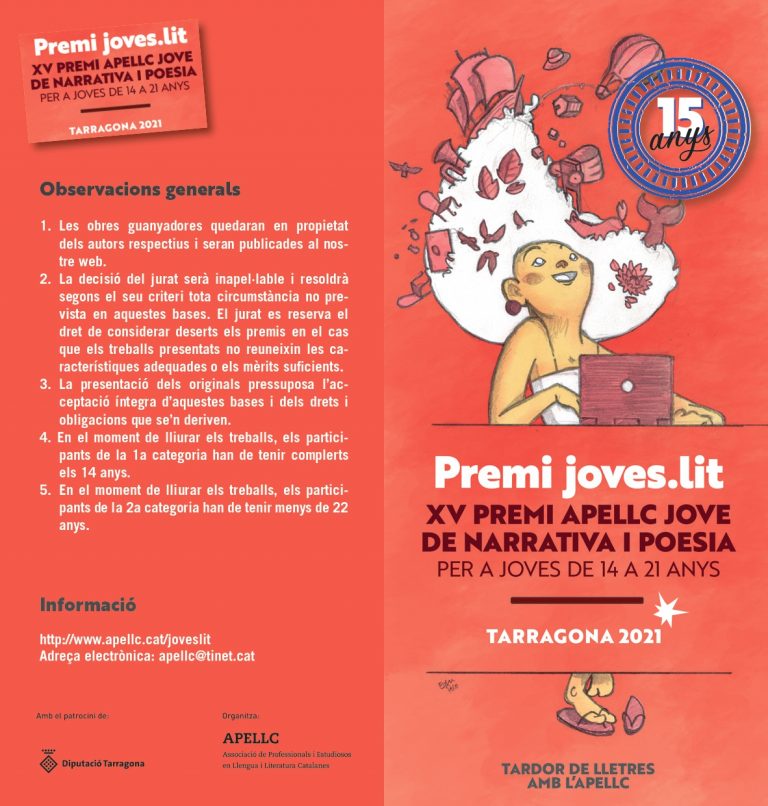 S’obre la convocatòria de la XV edició del premi Joves.lit