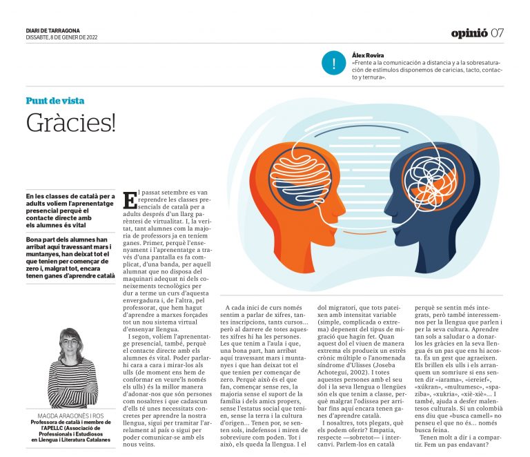 Article de Magda Aragonès: «Gràcies!»