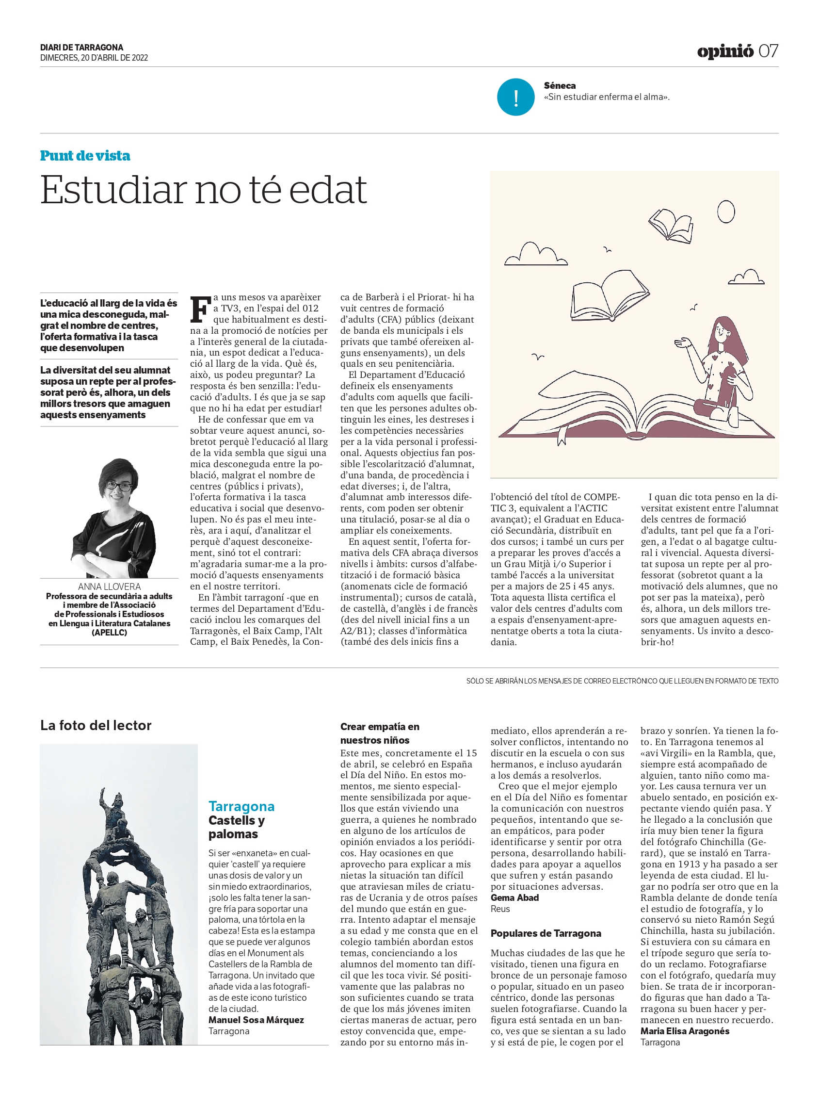 Article d’Anna Llovera: «Estudiar no te edat»