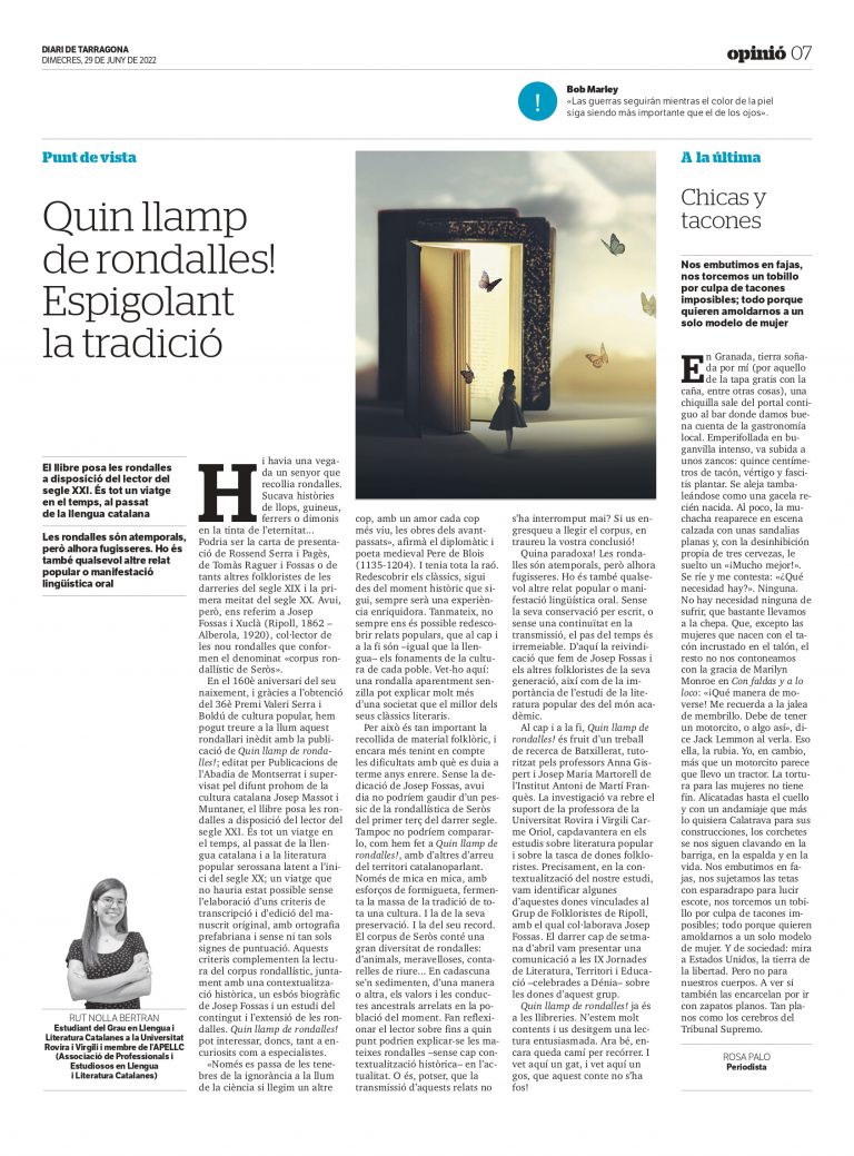 Article de Rut Nolla: «Quin llamp de rondalles! Espigolant la tradició»