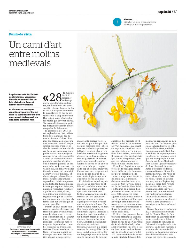 Article de Roser Guasch “Un camí d’art entre molins medievals”