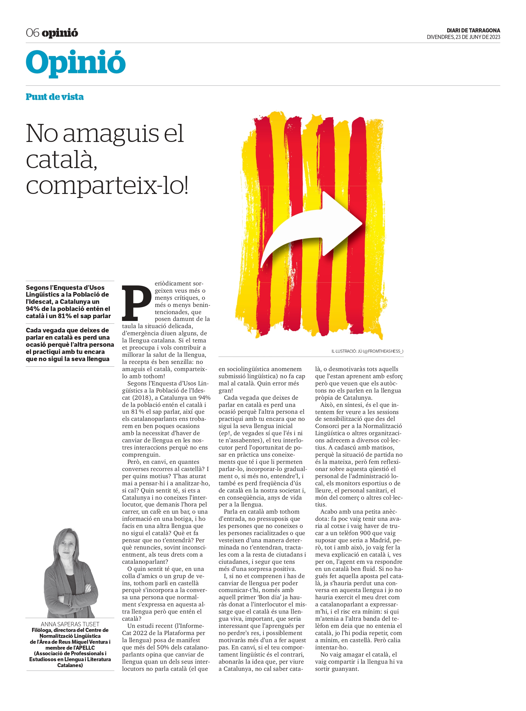 Article “No amaguis el català, comparteix-lo!”