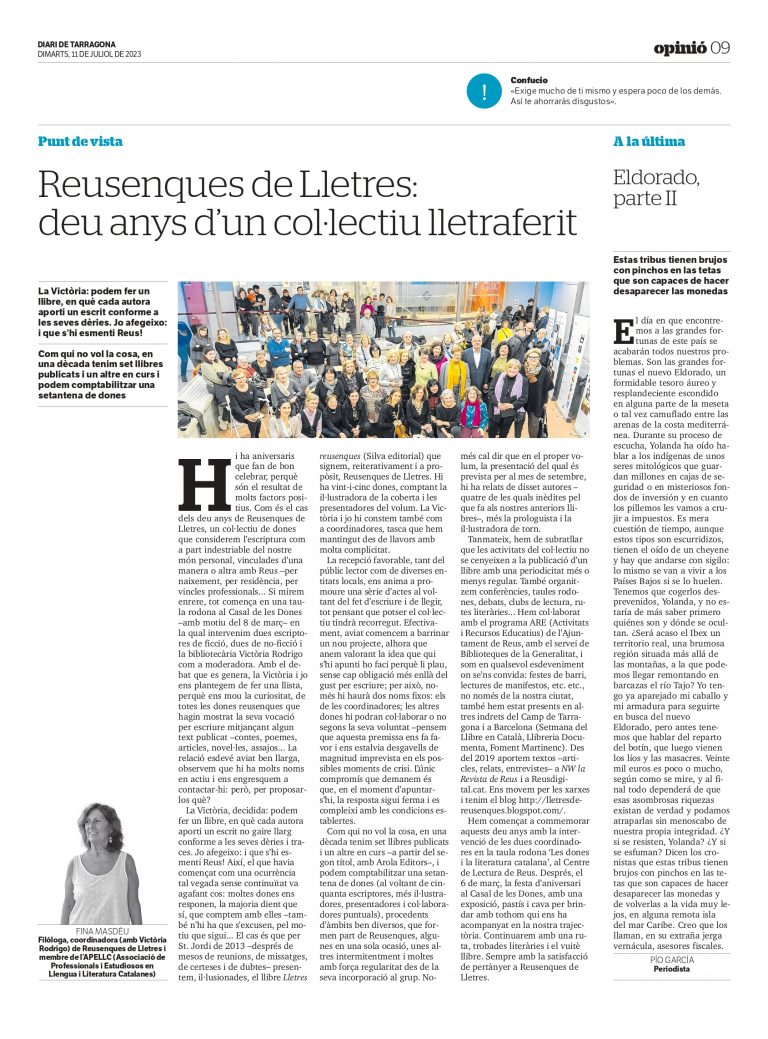 Article “Reusenques de Lletres: deu anys d’un col·lectiu lletraferit”