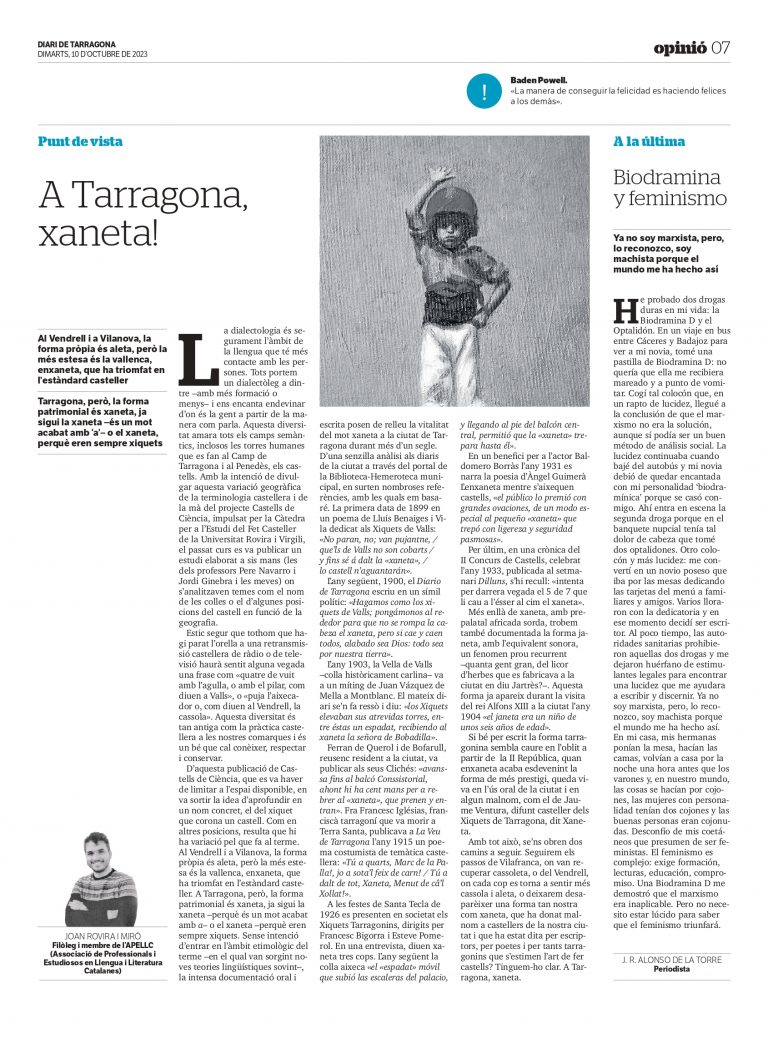 Article “A Tarragona, Xaneta!” de Joan Rovira i Miró