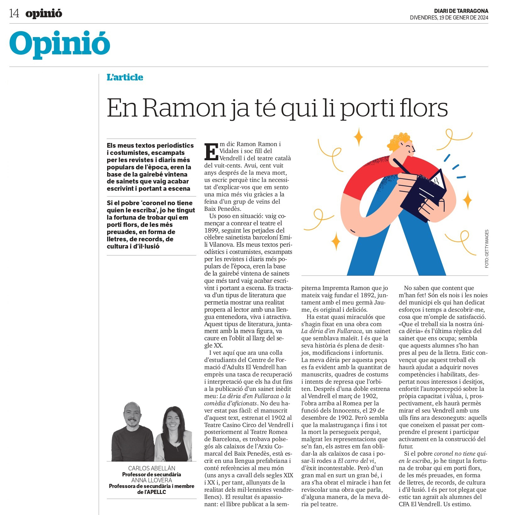 Article “En Ramon ja té qui li porti flors” de Carlos Abellán i Anna Llovera