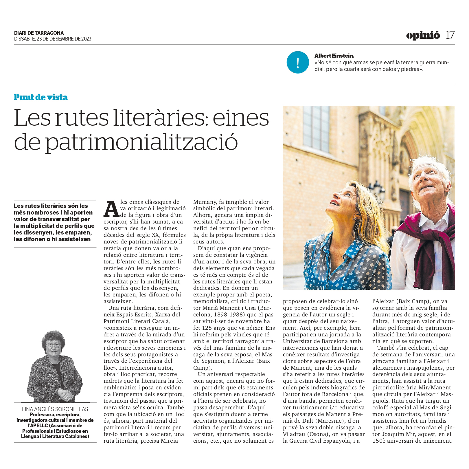 “Les rutes literàries: eines de patrimonialització” de Fina Anglès Soronellas