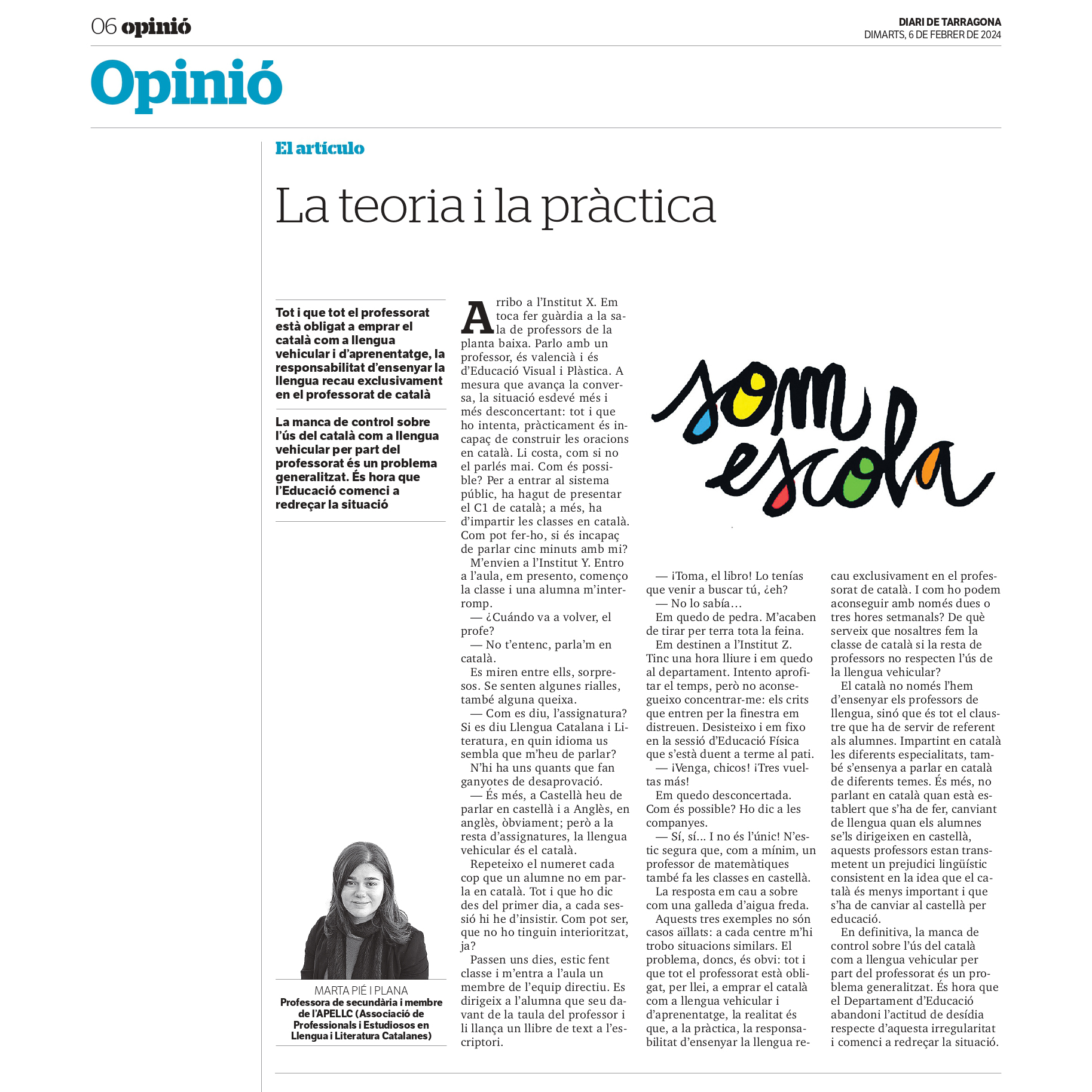 Article “La teoria i la pràctica” de Marta Pié i Plana