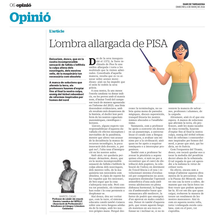Article “L’ombra allargada de PISA” de Marcel Casas