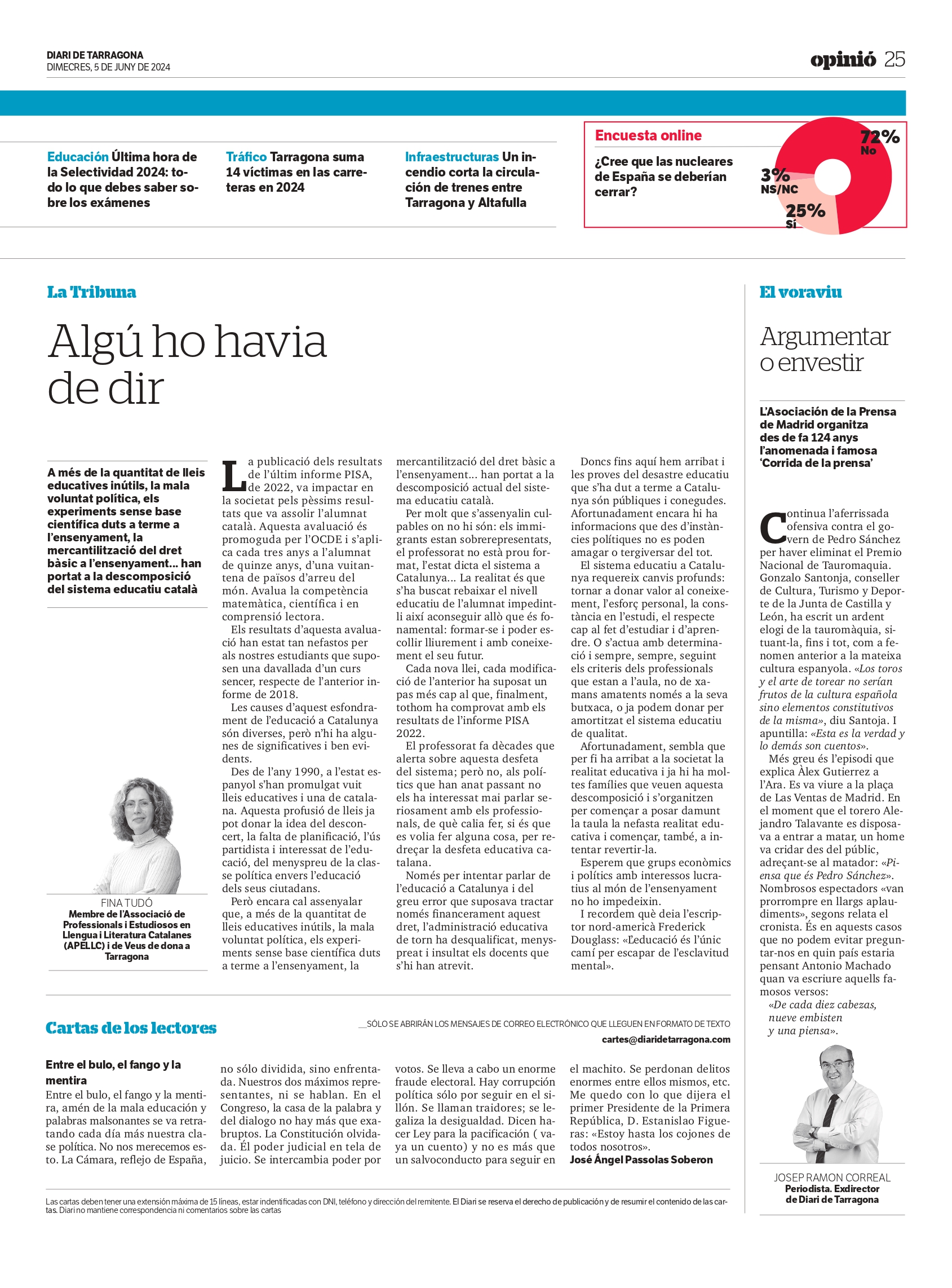 Article “Algú ho havia de dir” de Fina Tudó