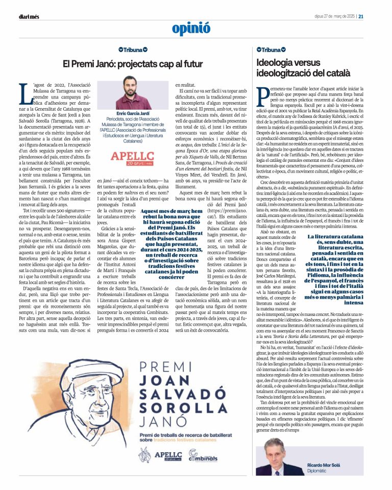 Article “El Premi Janó: projectats cap al futur” d’Enric Garcia Jardí