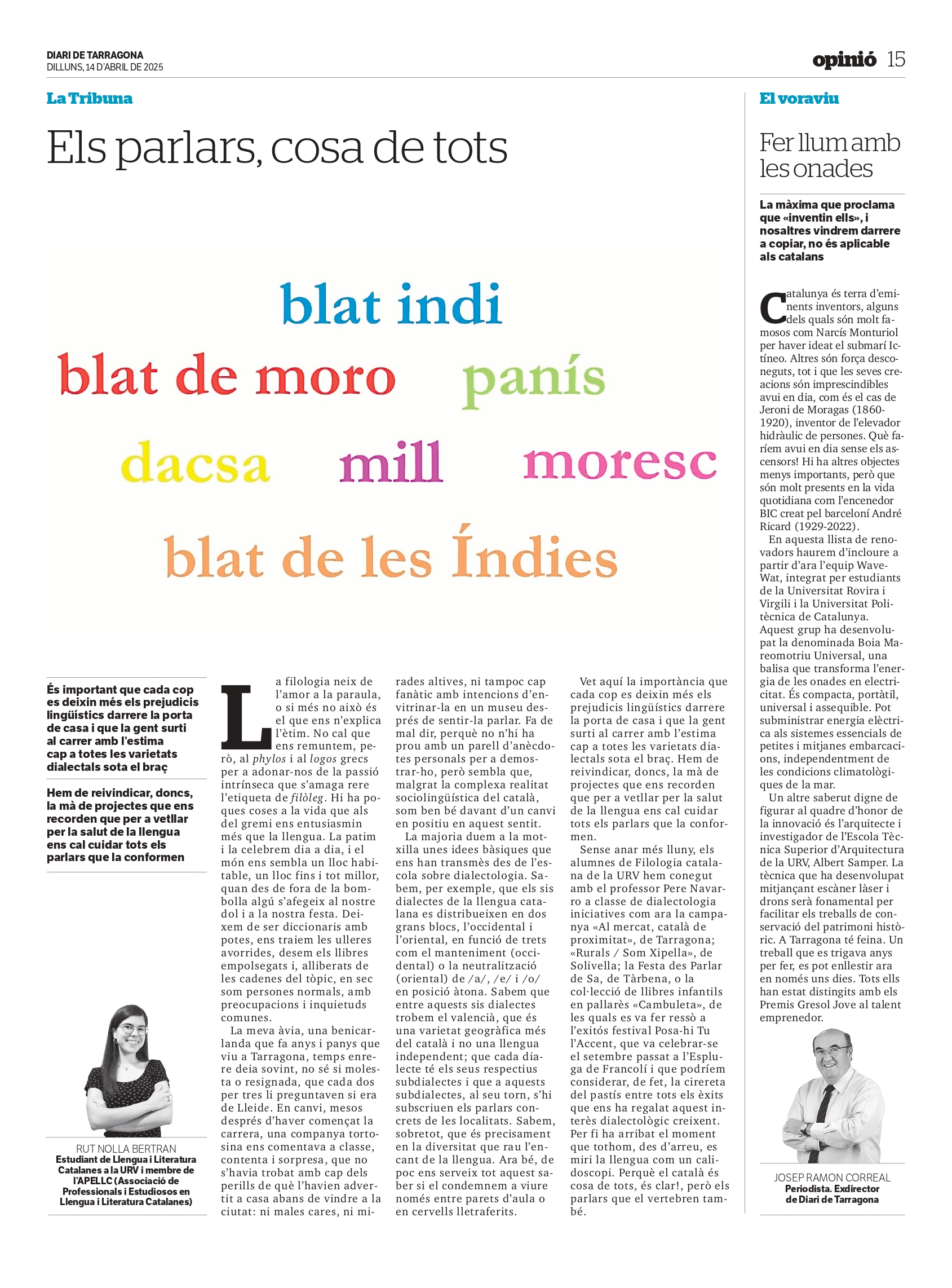 Article “Els parlars, cosa de tots” de Rut Nolla Bertran