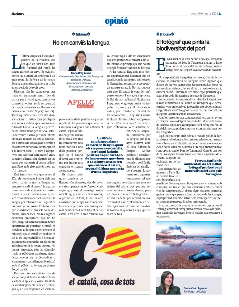 Article “No em canviïs de llengua” de Maria Roig Alsina