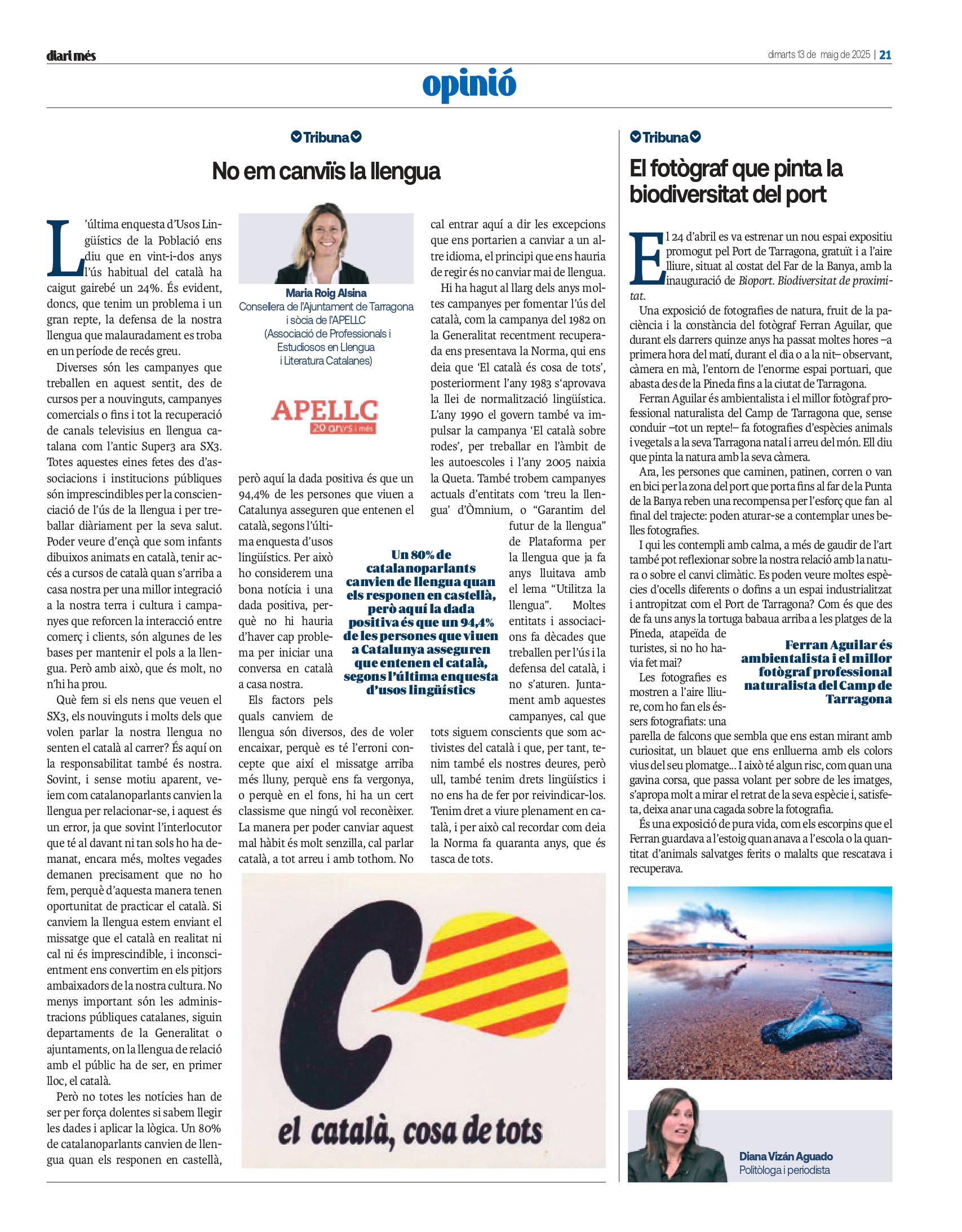 Article “No em canviïs de llengua” de Maria Roig Alsina