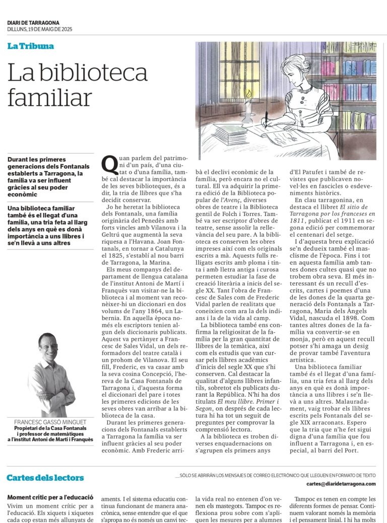 Article “La biblioteca familiar” de Francesc Gassó Minguet