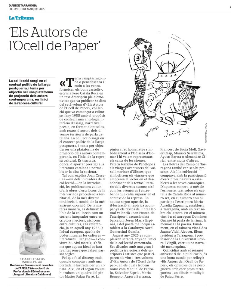 Article “Els Autors de l’Ocell de Paper” de Rosa de les Neus Marco-Palau