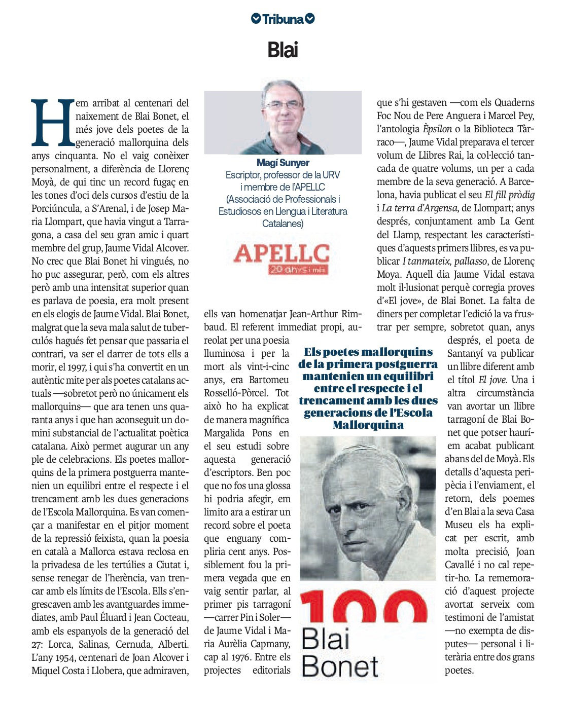 Article “Blai” de Magí Sunyer