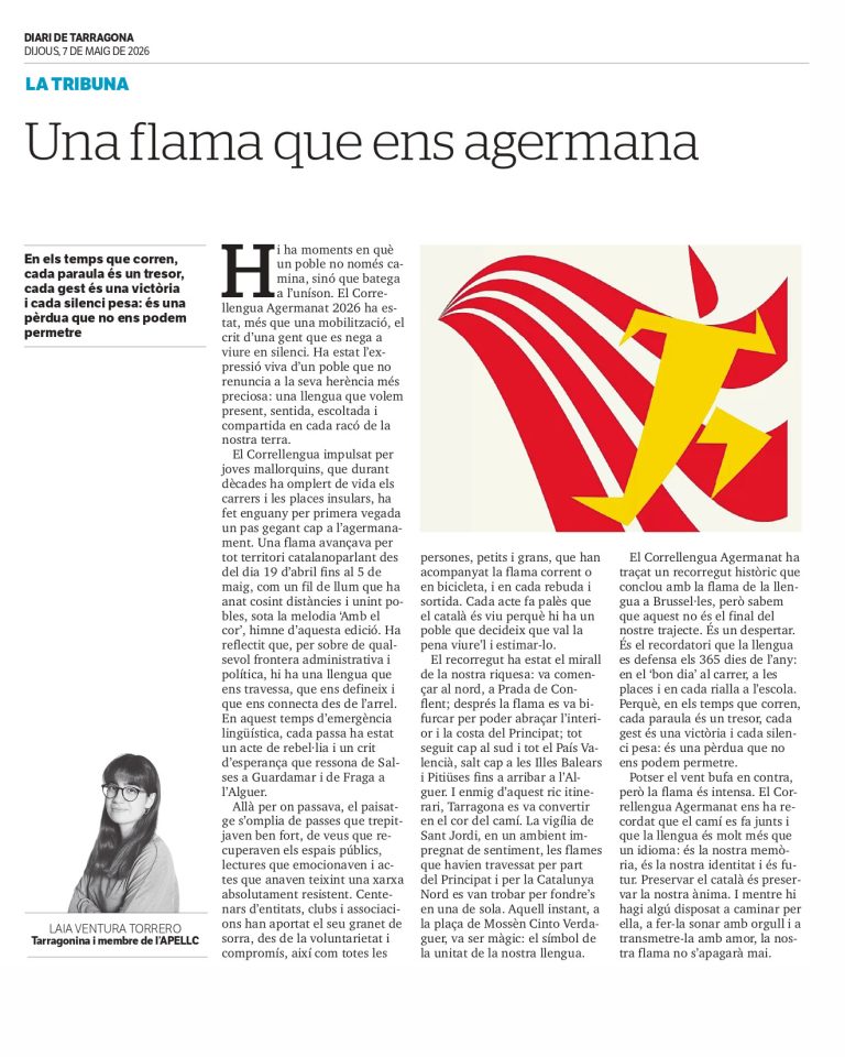 Article “Una flama que ens agermana” de Laia Ventura Torrero