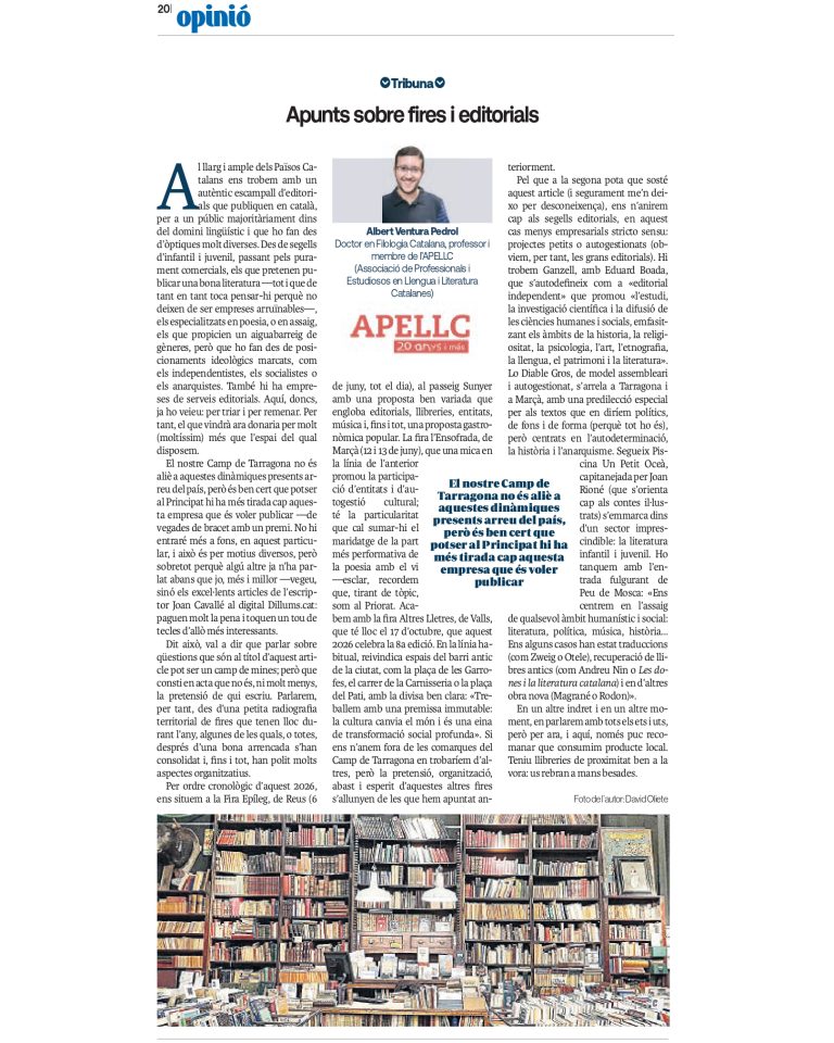 Article “Apunts sobre fires i editorials” d’Albert Ventura Pedrol