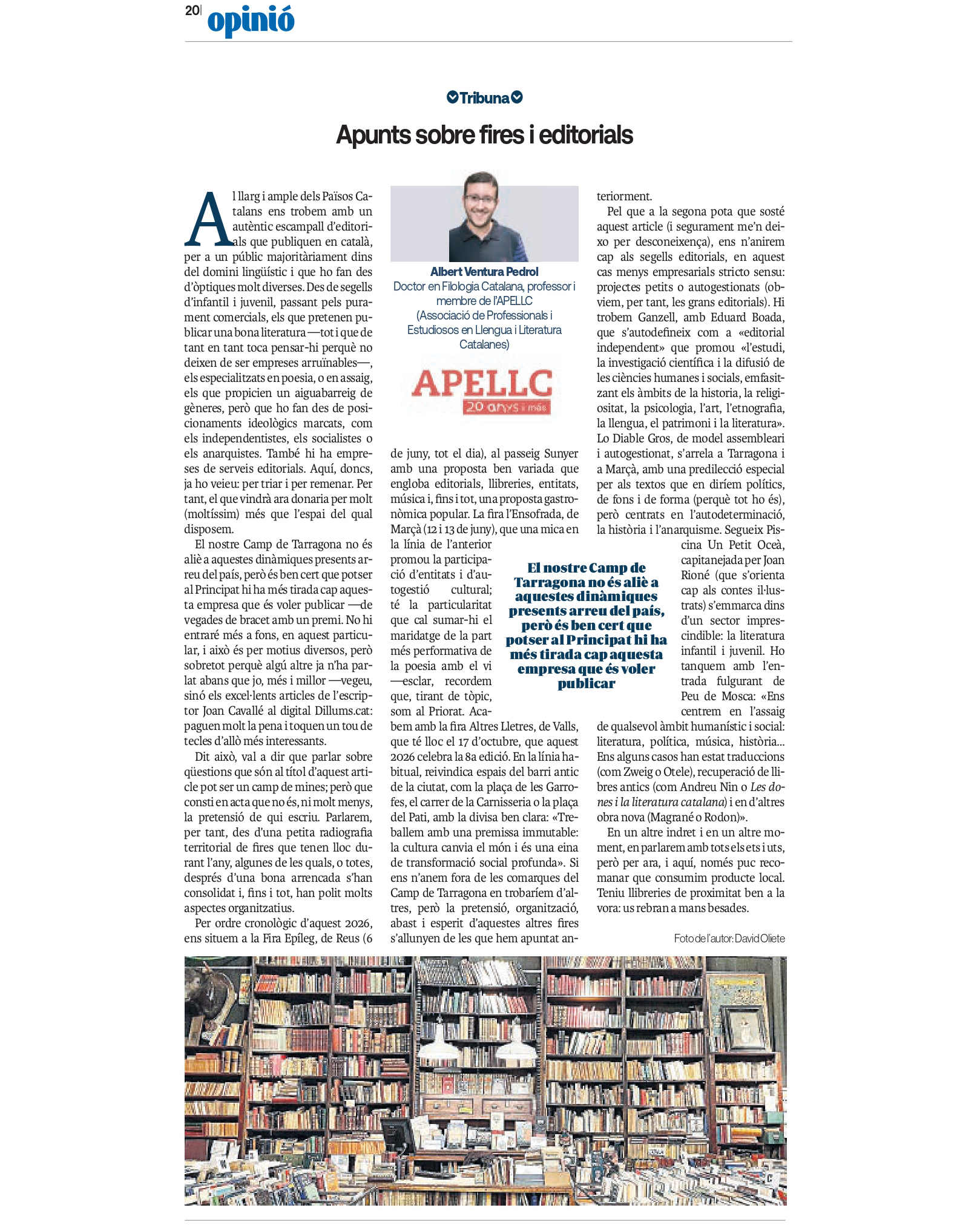 Article “Apunts sobre fires i editorials” d’Albert Ventura Pedrol