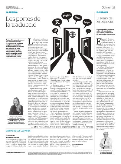 Article “Les portes de la traducció” de Maria Roig Alsina