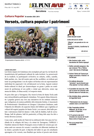 Article “Versots, cultura popular i patrimoni” de Lurdes Malgrat Escarp